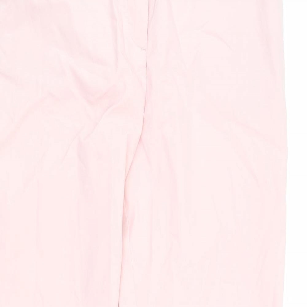 Marks and Spencer Womens Pink Cotton Chino Trousers Size 12 L30 in Regular Zip