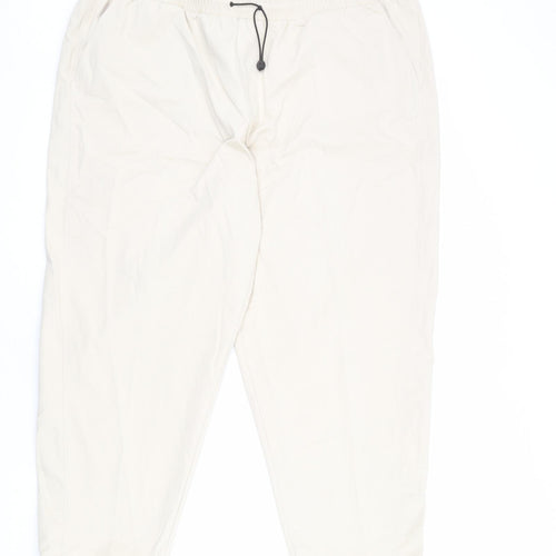 GOODMOVE Womens Beige Cotton Cargo Trousers Size 22 L25 in Regular Drawstring - Elastic Waist, Adjustable Cuffs