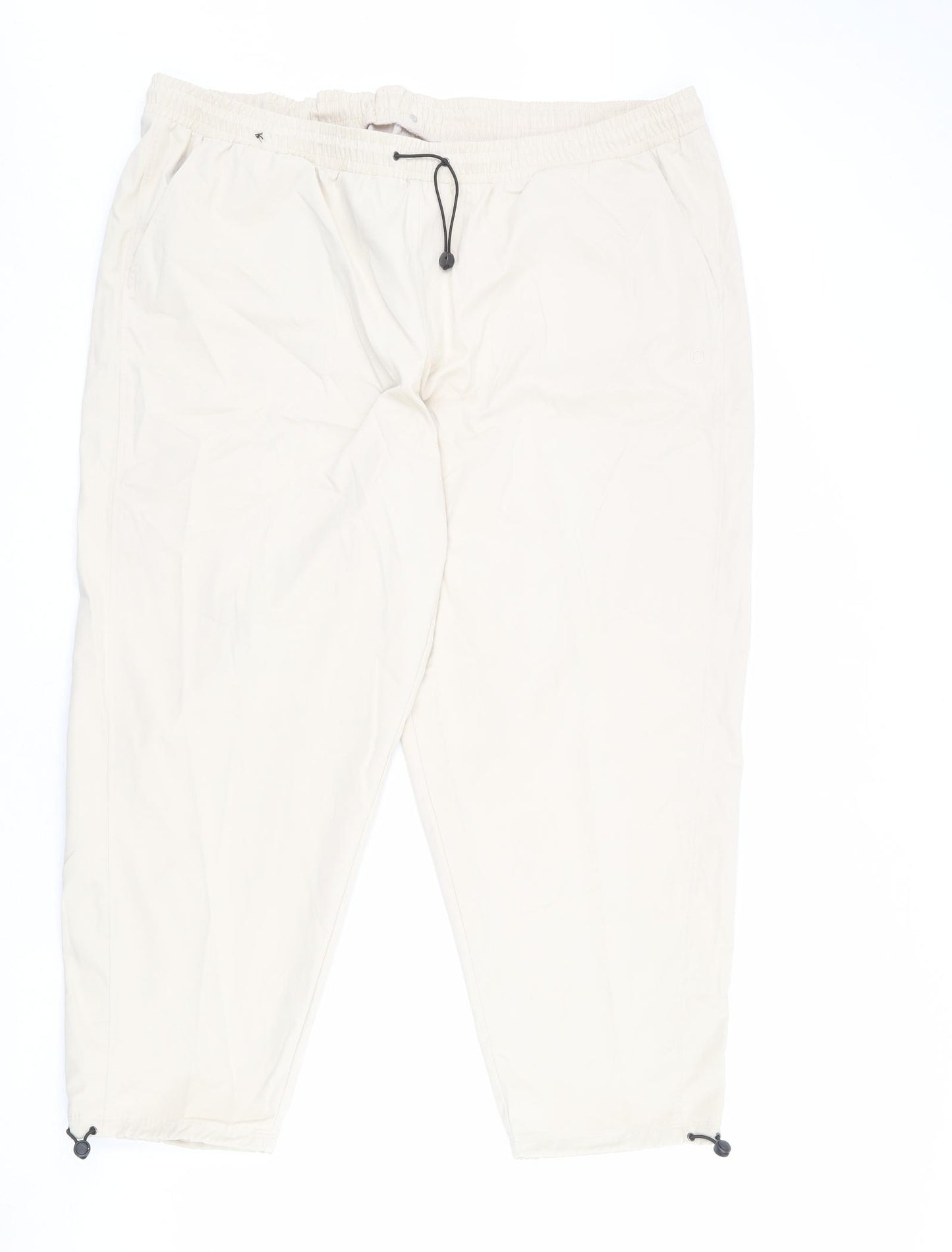 GOODMOVE Womens Beige Cotton Cargo Trousers Size 22 L25 in Regular Drawstring - Elastic Waist, Adjustable Cuffs
