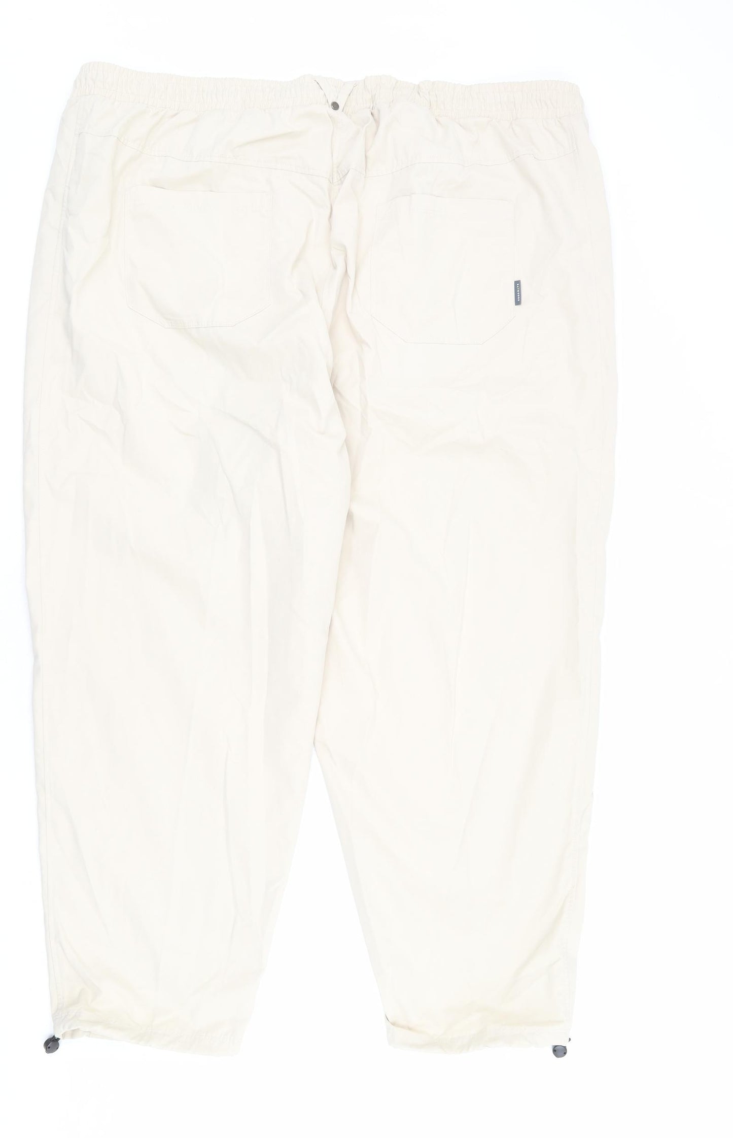 GOODMOVE Womens Beige Cotton Cargo Trousers Size 22 L25 in Regular Drawstring - Elastic Waist, Adjustable Cuffs