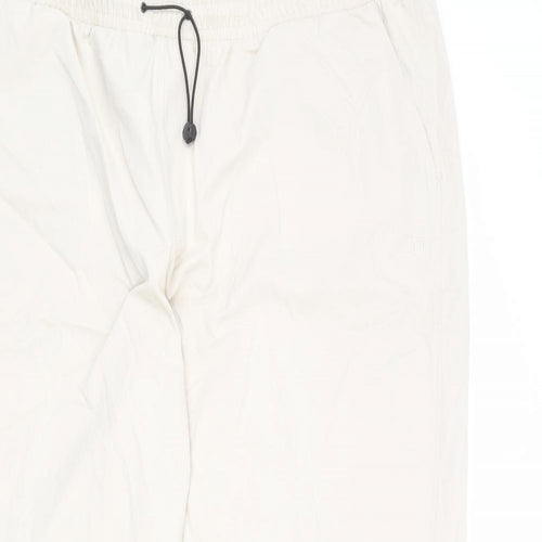 GOODMOVE Womens Beige Cotton Cargo Trousers Size 22 L25 in Regular Drawstring - Elastic Waist, Adjustable Cuffs