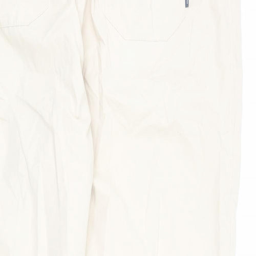 GOODMOVE Womens Beige Cotton Cargo Trousers Size 22 L25 in Regular Drawstring - Elastic Waist, Adjustable Cuffs