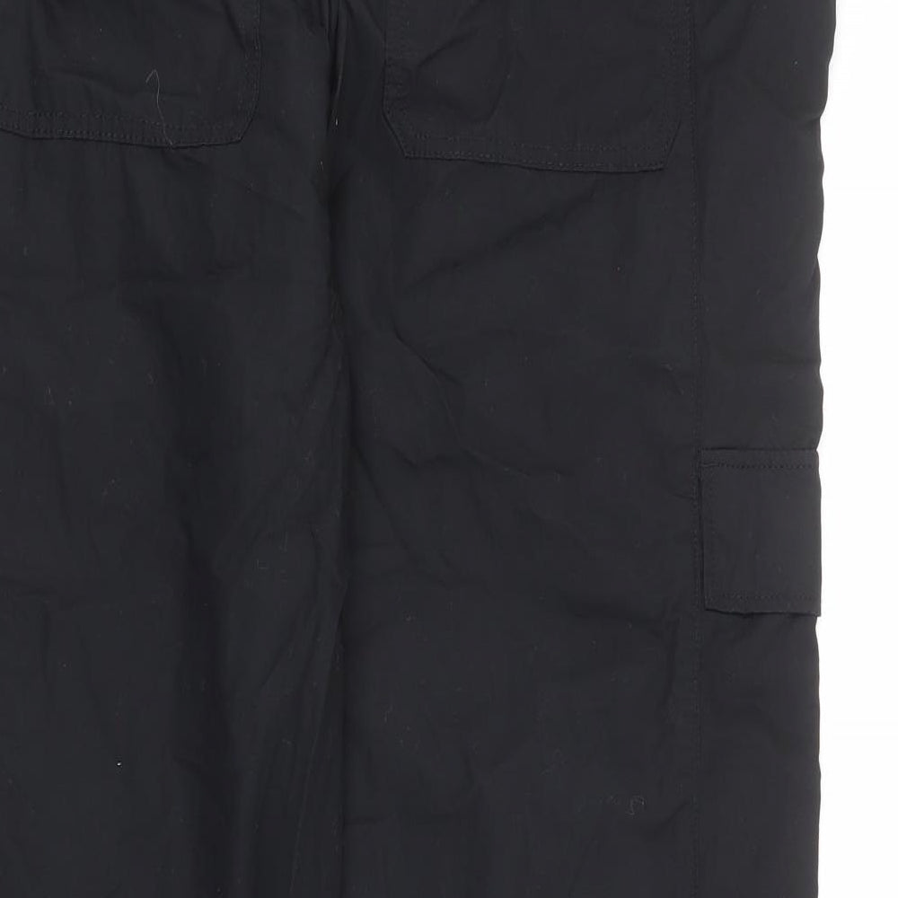 Marks and Spencer Womens Black Cotton Cargo Trousers Size 22 L26 in Regular Drawstring - Short Length
