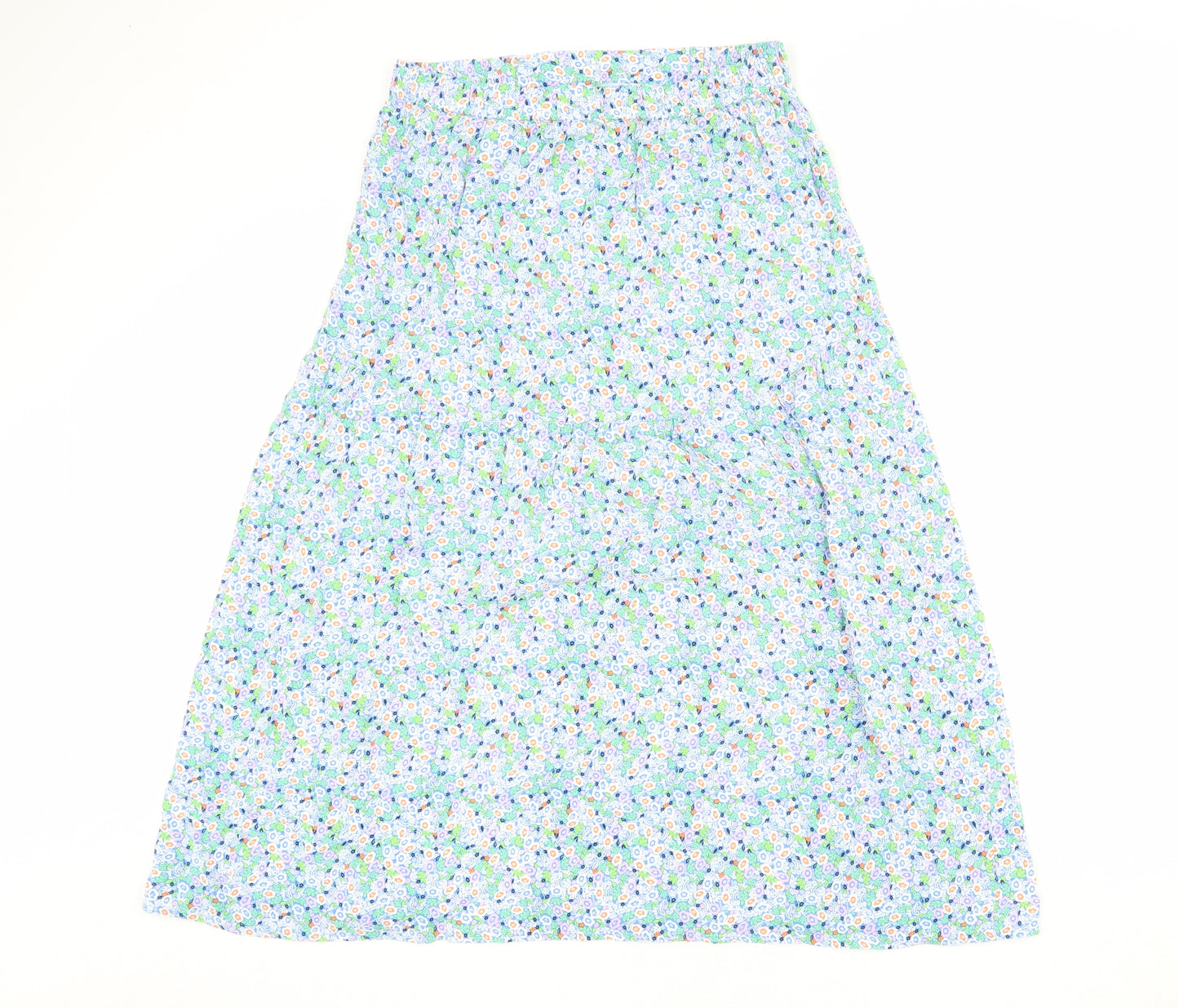 Marks and Spencer Womens Multicoloured Floral Viscose A-Line Skirt Size 12 - Side Slit