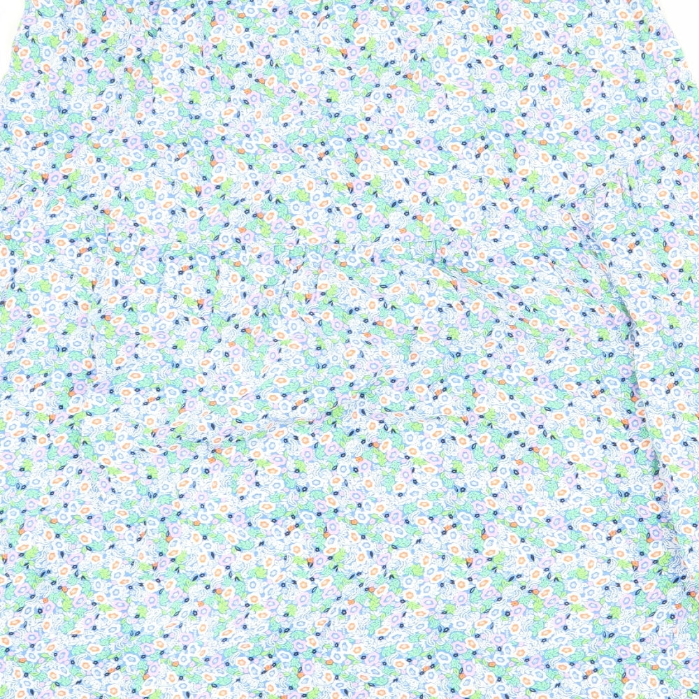 Marks and Spencer Womens Multicoloured Floral Viscose A-Line Skirt Size 12 - Side Slit
