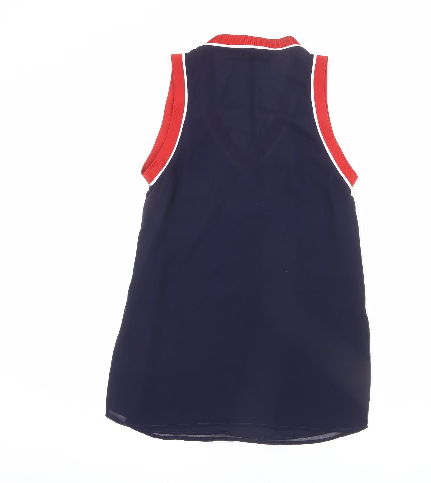 Limited Edition Womens Blue Polyester Basic Tank Size 6 V-Neck - Blouse, Elastic Stripe Detail