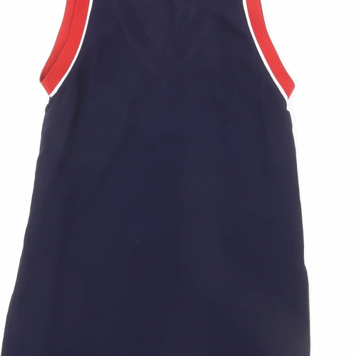 Limited Edition Womens Blue Polyester Basic Tank Size 6 V-Neck - Blouse, Elastic Stripe Detail