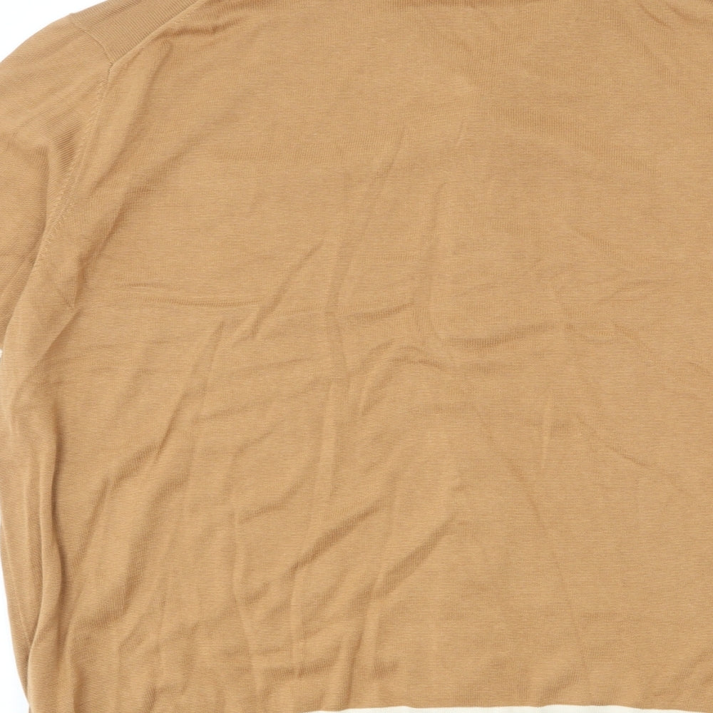 Autograph Mens Brown Collared Cotton Cardigan Jumper Size 3XL Short Sleeve - Stripe Detail