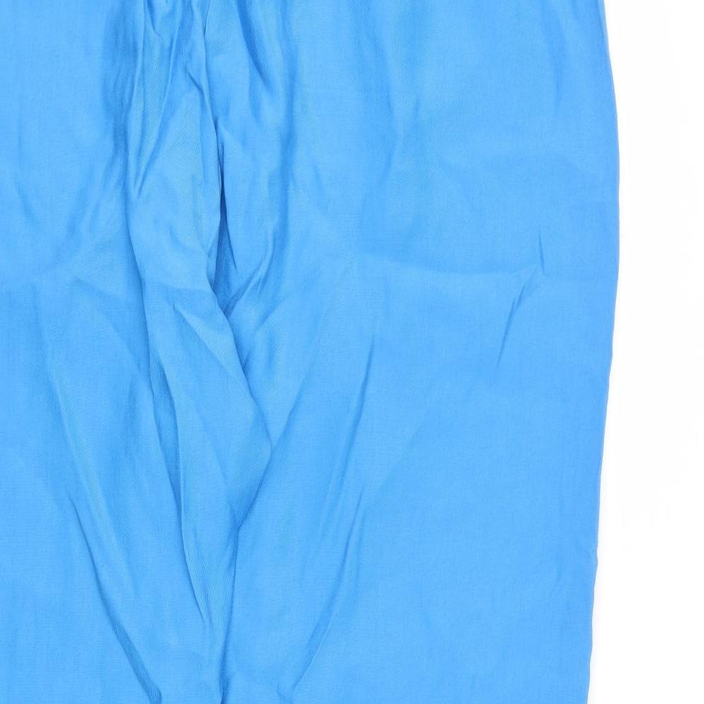 Marks and Spencer Womens Blue Lyocell Trousers Size 20 L24 in Regular Drawstring - Short Length