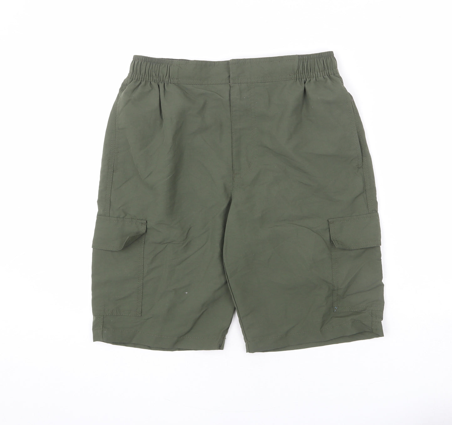 Marks and Spencer Mens Green Polyamide Cargo Shorts Size S L8 in Regular Zip - Swim Short