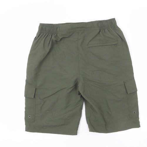 Marks and Spencer Mens Green Polyamide Cargo Shorts Size S L8 in Regular Zip - Swim Short
