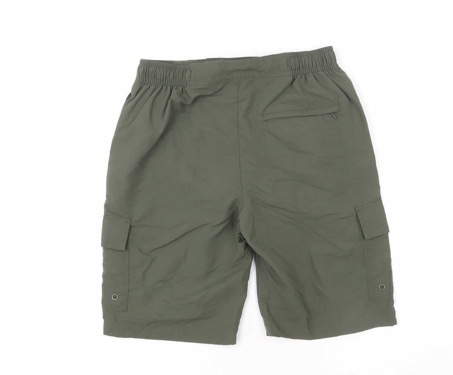 Marks and Spencer Mens Green Polyamide Cargo Shorts Size S L8 in Regular Zip - Swim Short