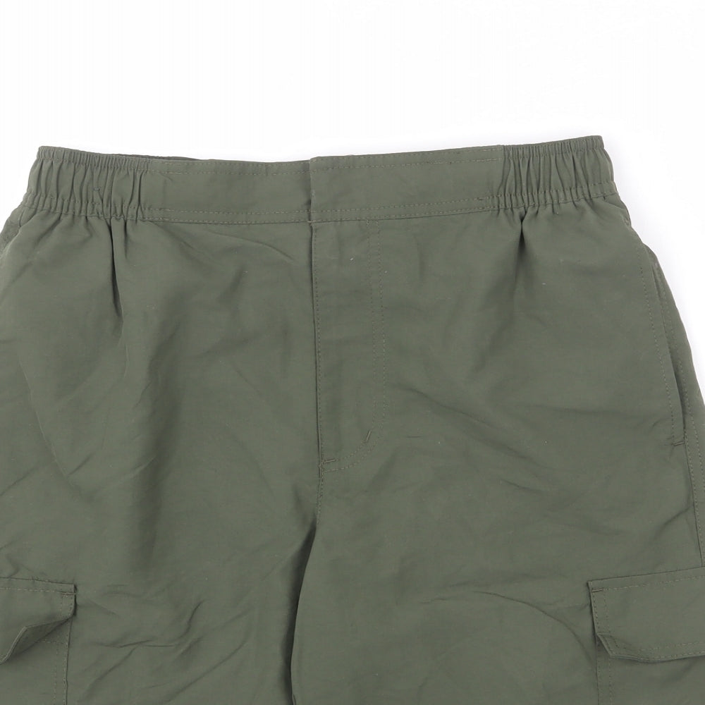 Marks and Spencer Mens Green Polyamide Cargo Shorts Size S L8 in Regular Zip - Swim Short