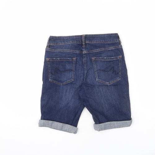 NEXT Womens Blue Cotton Bermuda Shorts Size 8 L8 in Regular Zip