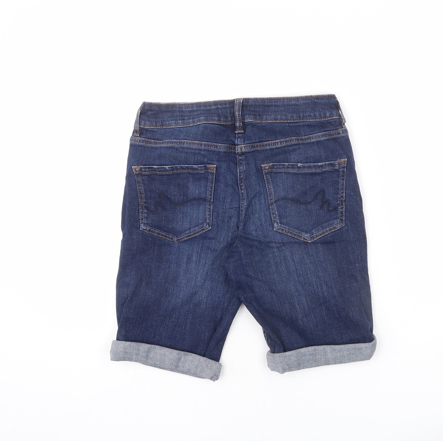 NEXT Womens Blue Cotton Bermuda Shorts Size 8 L8 in Regular Zip