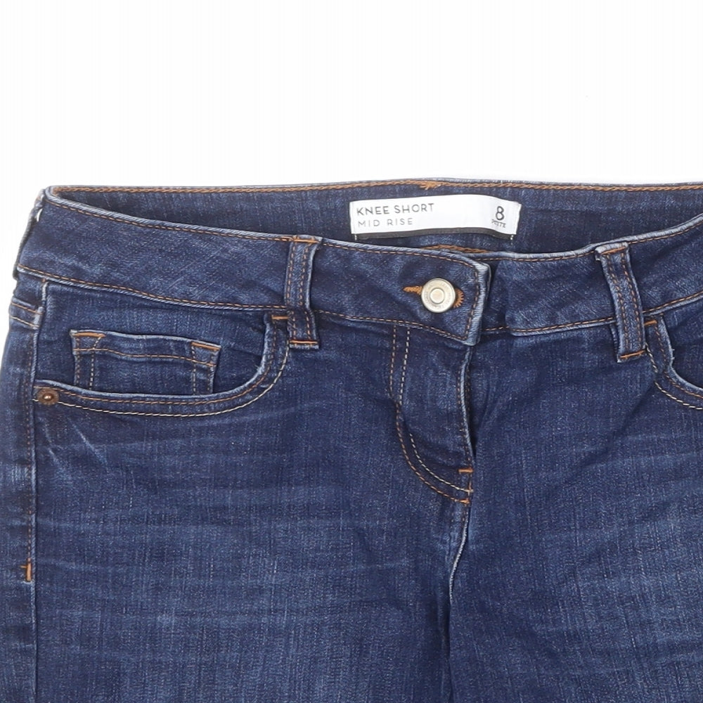 NEXT Womens Blue Cotton Bermuda Shorts Size 8 L8 in Regular Zip