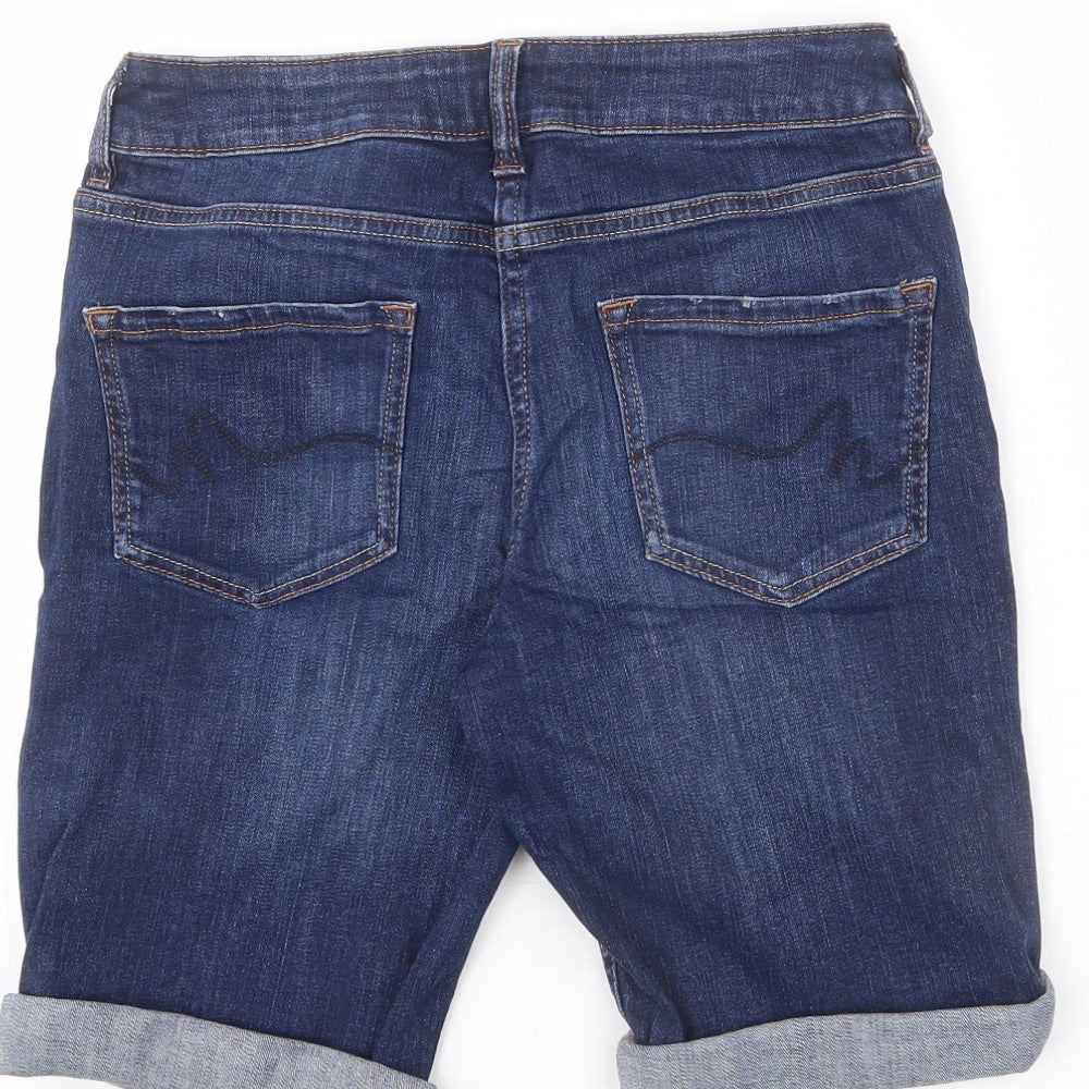 NEXT Womens Blue Cotton Bermuda Shorts Size 8 L8 in Regular Zip