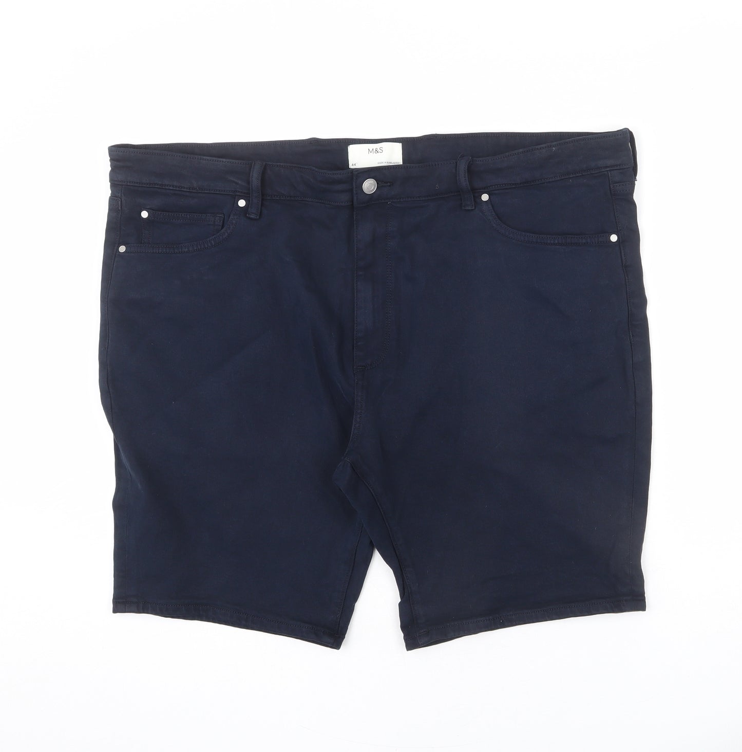 Marks and Spencer Mens Blue Cotton Bermuda Shorts Size 44 in L9 in Regular Zip