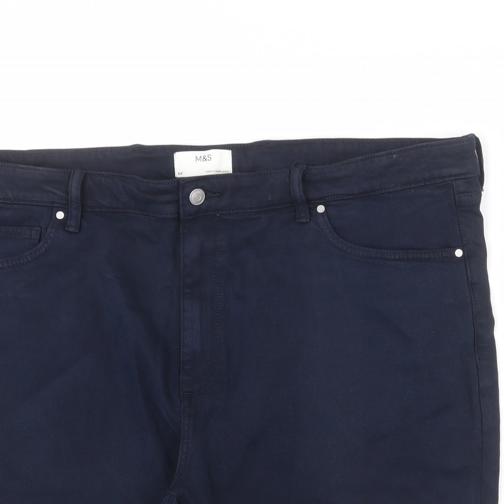 Marks and Spencer Mens Blue Cotton Bermuda Shorts Size 44 in L9 in Regular Zip