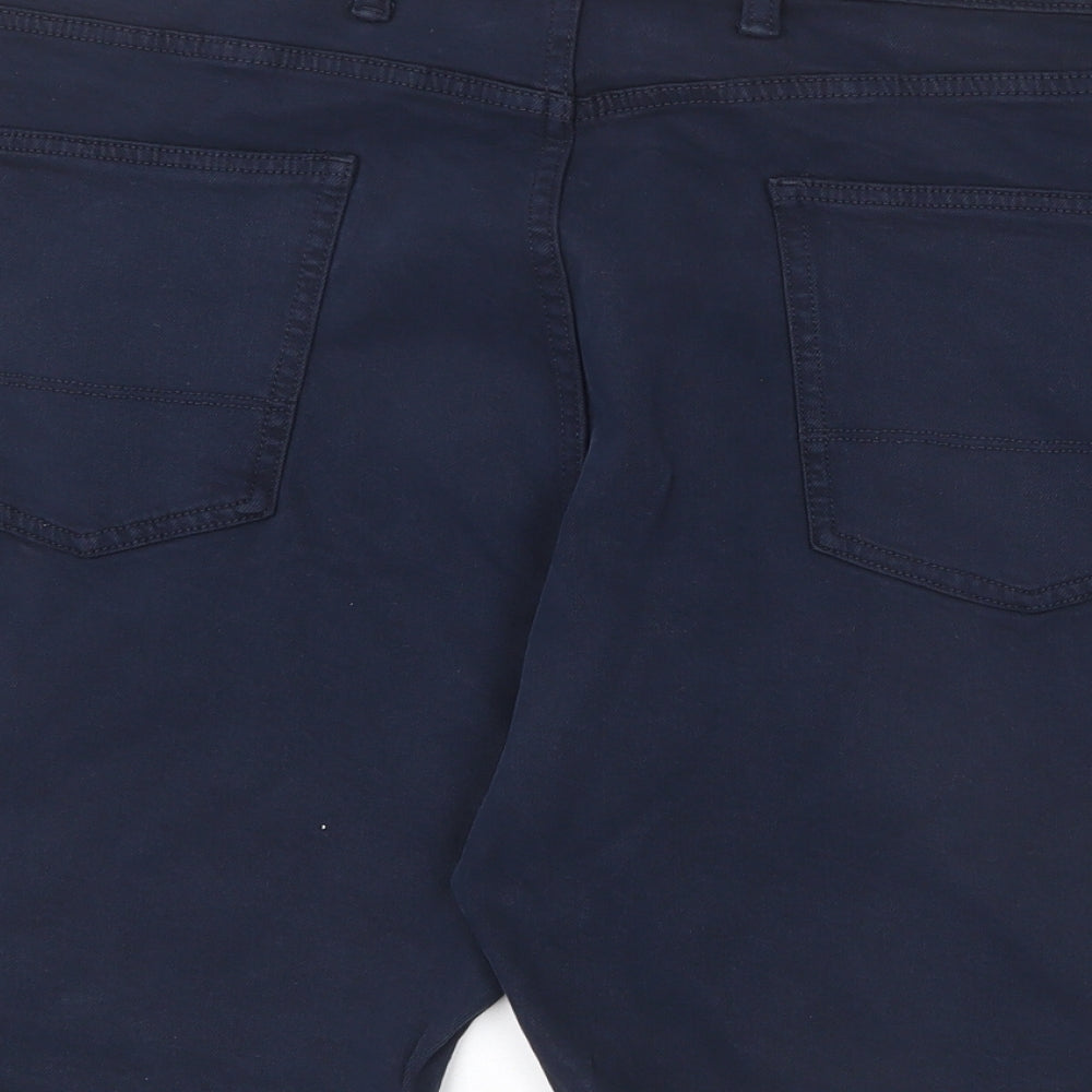 Marks and Spencer Mens Blue Cotton Bermuda Shorts Size 44 in L9 in Regular Zip