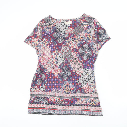 Per Una Womens Multicoloured Geometric Viscose Tunic T-Shirt Size 14 V-Neck - Belted