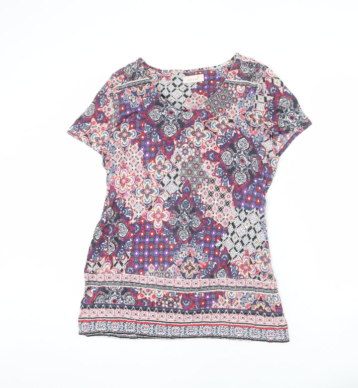Per Una Womens Multicoloured Geometric Viscose Tunic T-Shirt Size 14 V-Neck - Belted