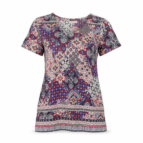 Per Una Womens Multicoloured Geometric Viscose Tunic T-Shirt Size 14 V-Neck - Belted