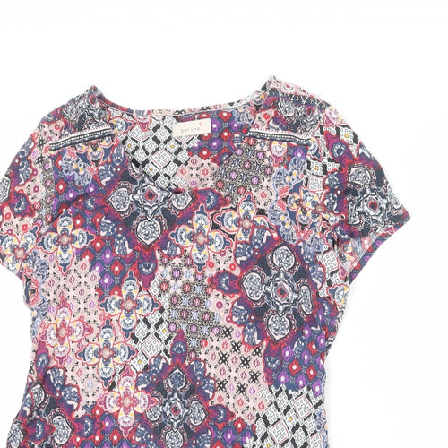 Per Una Womens Multicoloured Geometric Viscose Tunic T-Shirt Size 14 V-Neck - Belted