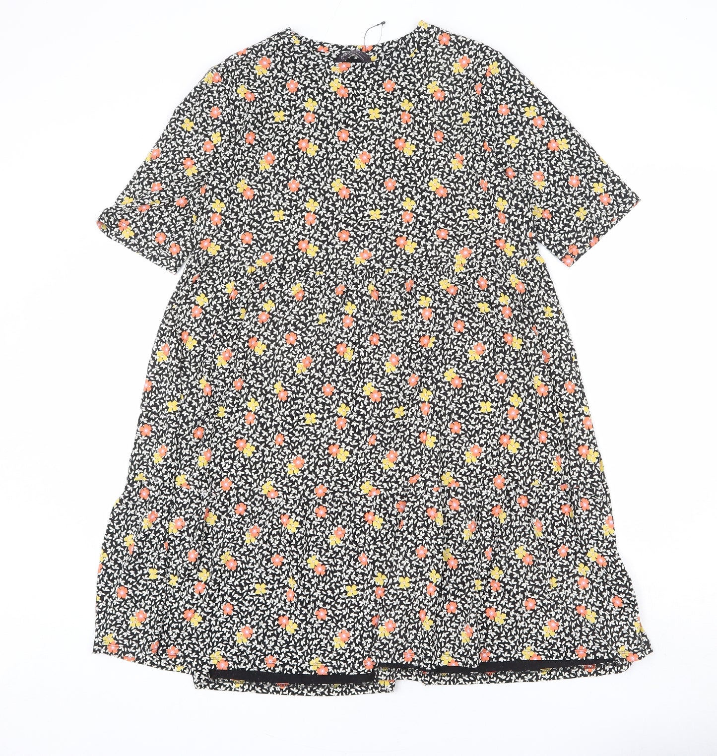 Marks and Spencer Womens Multicoloured Floral Viscose A-Line Size 14 Round Neck Pullover - Leaves