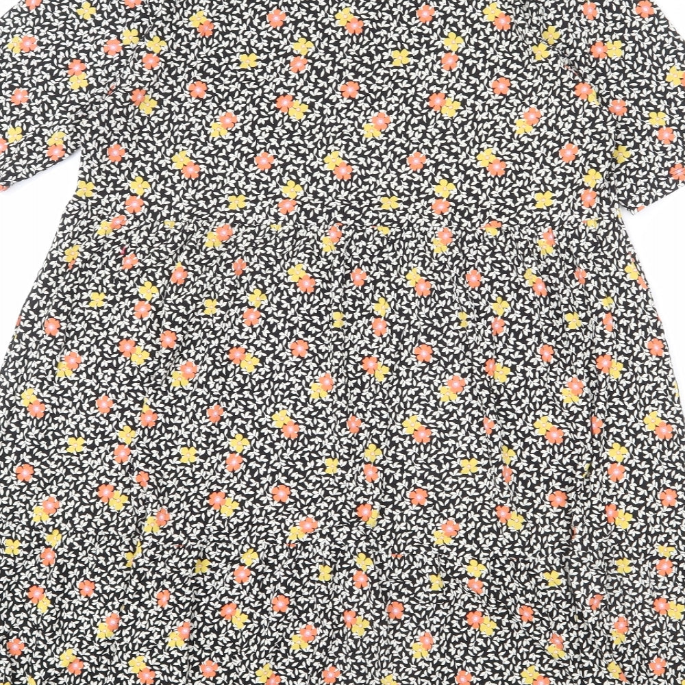 Marks and Spencer Womens Multicoloured Floral Viscose A-Line Size 14 Round Neck Pullover - Leaves