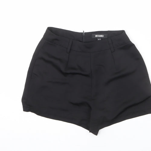 Missguided Womens Black Polyacrylate Fibre Sailor Shorts Size 6 Regular Zip - 2 Inch Inside Leg