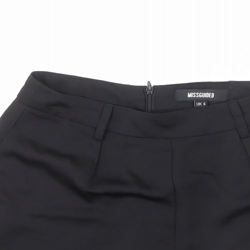Missguided Womens Black Polyacrylate Fibre Sailor Shorts Size 6 Regular Zip - 2 Inch Inside Leg