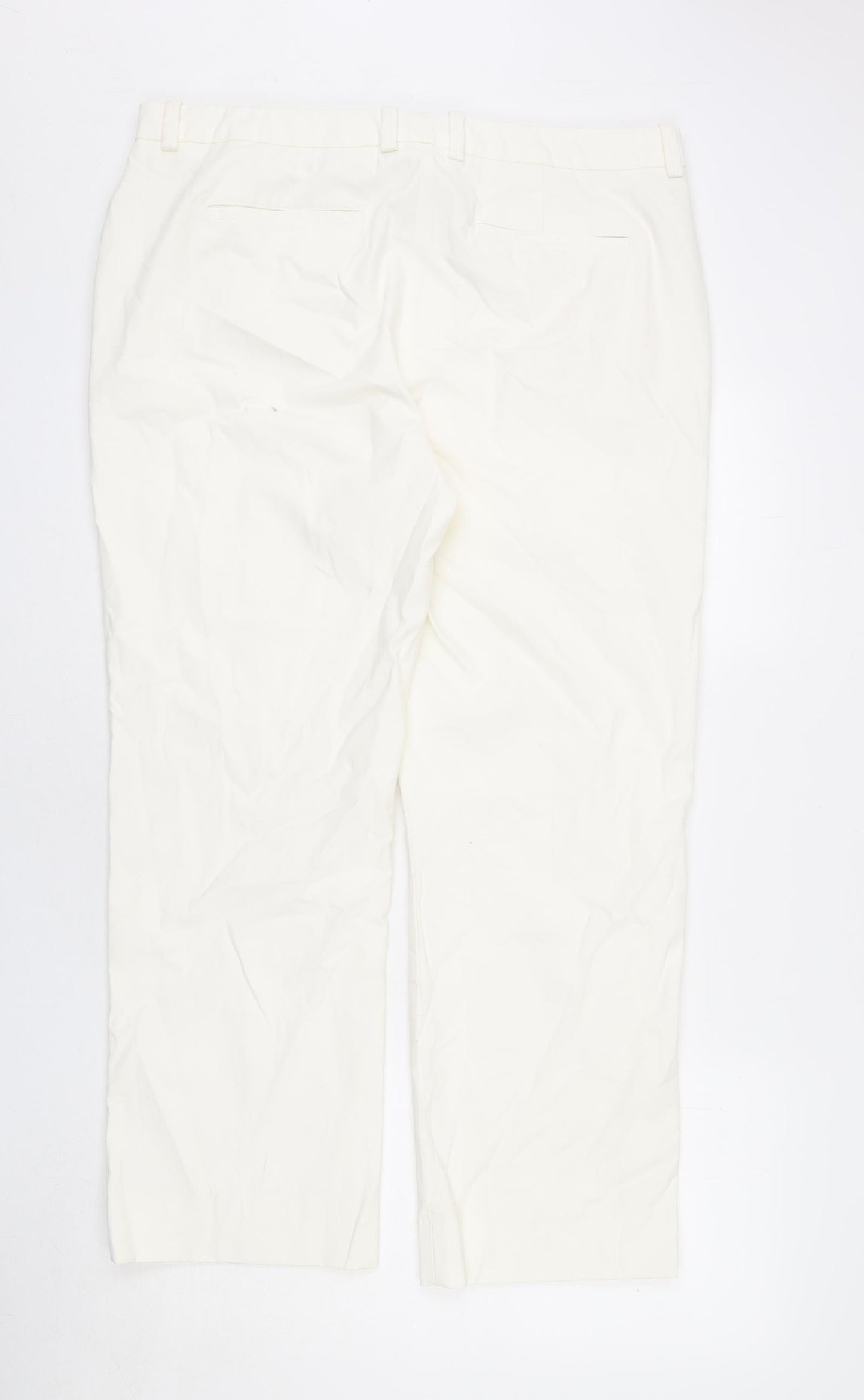 Marks and Spencer Womens Ivory Cotton Chino Trousers Size 18 L27 in Regular Zip - Short Length