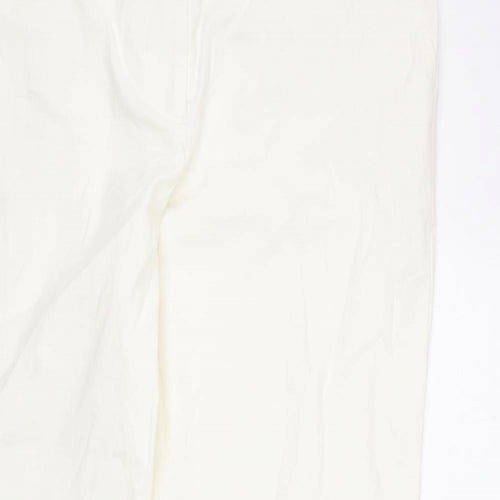 Marks and Spencer Womens Ivory Cotton Chino Trousers Size 18 L27 in Regular Zip - Short Length