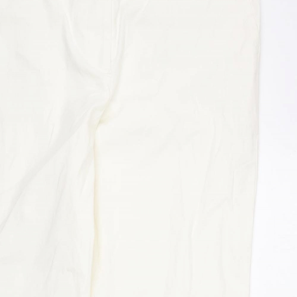 Marks and Spencer Womens Ivory Cotton Chino Trousers Size 18 L27 in Regular Zip - Short Length