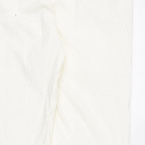 Marks and Spencer Womens Ivory Cotton Chino Trousers Size 18 L27 in Regular Zip - Short Length