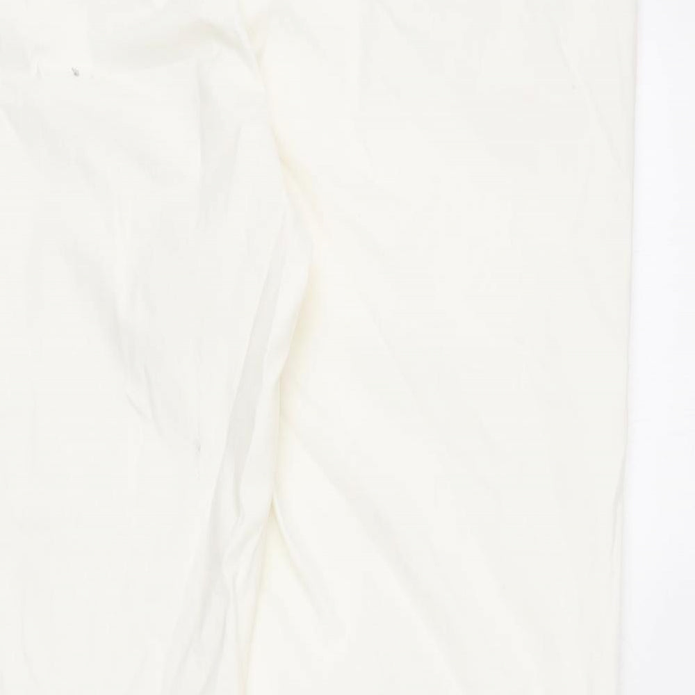 Marks and Spencer Womens Ivory Cotton Chino Trousers Size 18 L27 in Regular Zip - Short Length