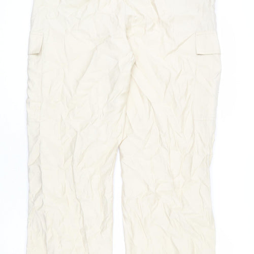 Marks and Spencer Womens Beige Modal Cargo Trousers Size 14 L30 in Regular Zip - Adjustable Hems, Long Length