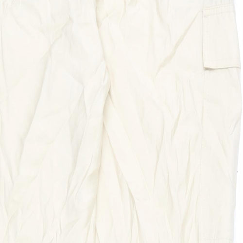 Marks and Spencer Womens Beige Modal Cargo Trousers Size 14 L30 in Regular Zip - Adjustable Hems, Long Length