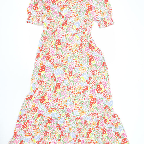 Marks and Spencer Womens Multicoloured Floral Viscose Maxi Size 10 V-Neck Pullover