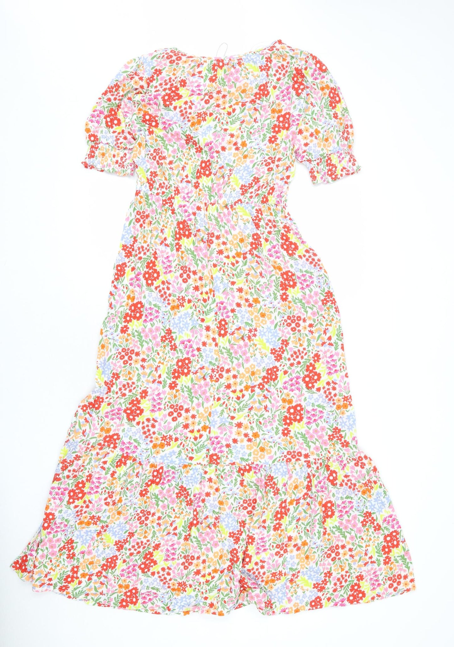 Marks and Spencer Womens Multicoloured Floral Viscose Maxi Size 10 V-Neck Pullover