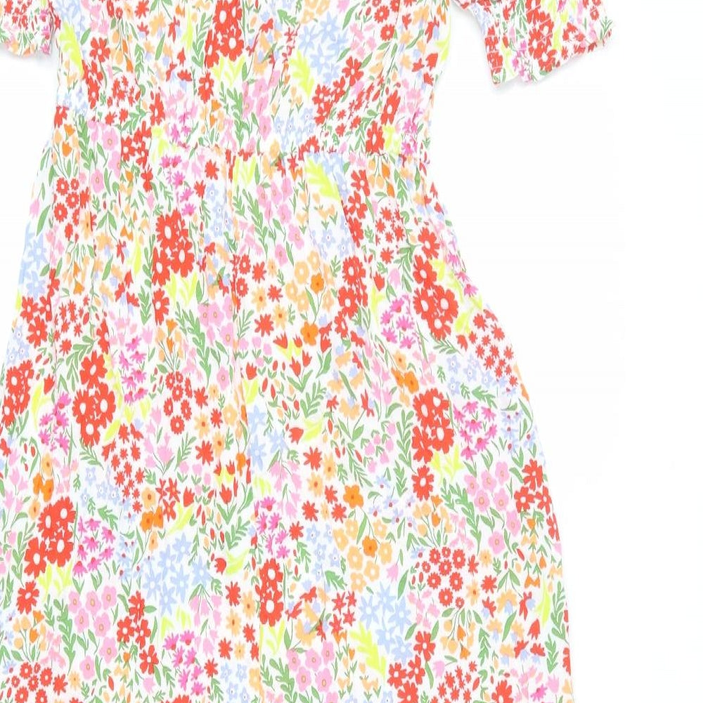 Marks and Spencer Womens Multicoloured Floral Viscose Maxi Size 10 V-Neck Pullover