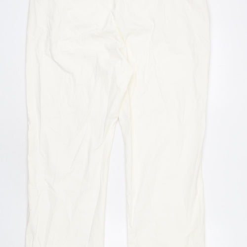 Marks and Spencer Womens Ivory Cotton Chino Trousers Size 18 L26 in Regular Zip
