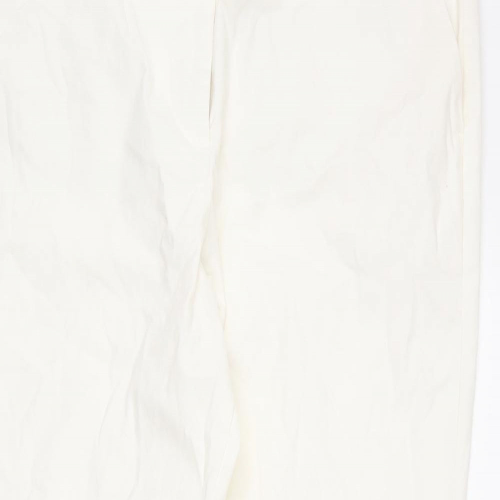 Marks and Spencer Womens Ivory Cotton Chino Trousers Size 18 L26 in Regular Zip
