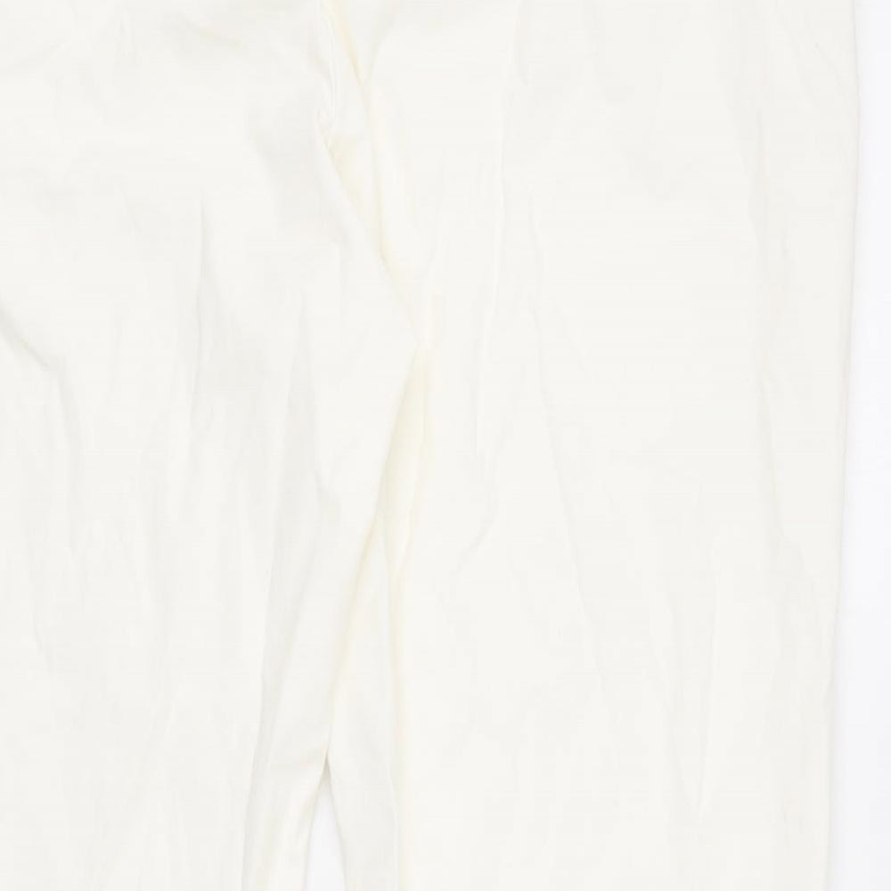 Marks and Spencer Womens Ivory Cotton Chino Trousers Size 18 L26 in Regular Zip