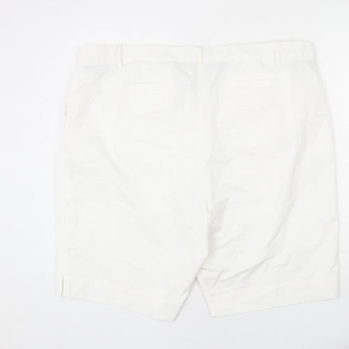 Marks and Spencer Womens White Cotton Chino Shorts Size 24 L7 in Regular Zip