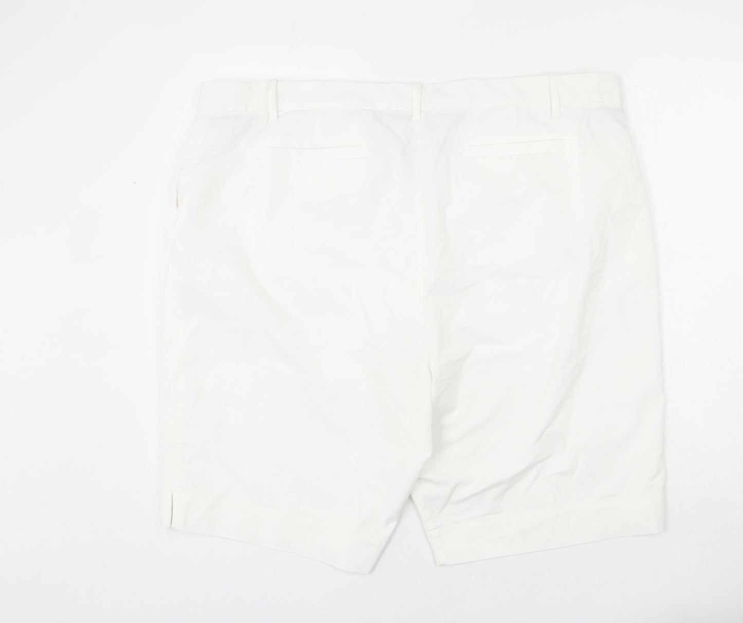 Marks and Spencer Womens White Cotton Chino Shorts Size 24 L7 in Regular Zip