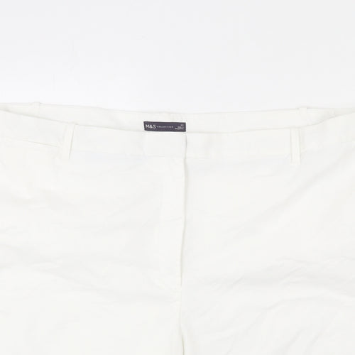 Marks and Spencer Womens White Cotton Chino Shorts Size 24 L7 in Regular Zip