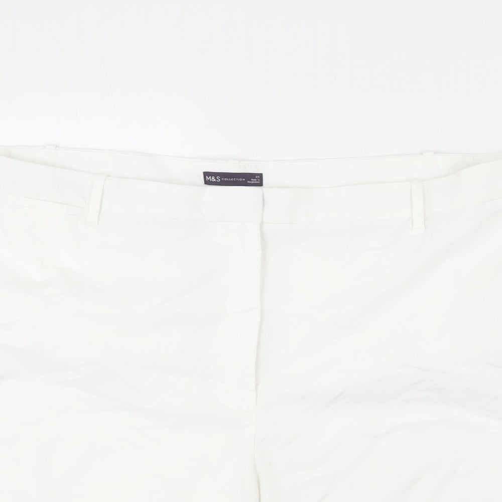 Marks and Spencer Womens White Cotton Chino Shorts Size 24 L7 in Regular Zip