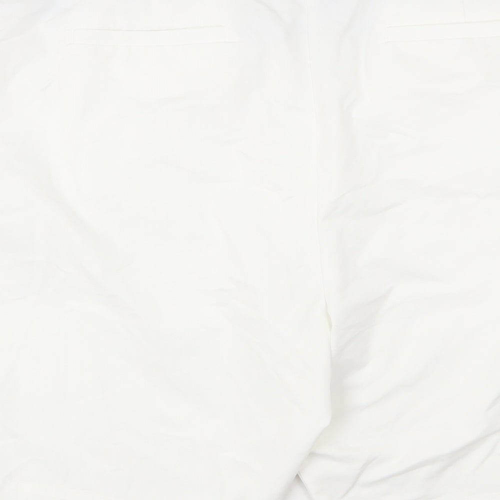 Marks and Spencer Womens White Cotton Chino Shorts Size 24 L7 in Regular Zip